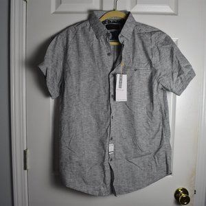 Denim & Flower Ricky Sigh  Grey Space-Dye Short Sleeve Button Down Shirt